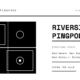 Schwarz-weiße Infografik mit stilisierter Tischtennisplatte links und Textinformationen zu Riverside Pingpong rechts.