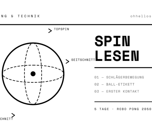 Schwarz-weiße Infografik mit einem Kreis, der durch gestrichelte Linien in Segmente unterteilt ist, und dem Titel 'SPIN LESEN' daneben.